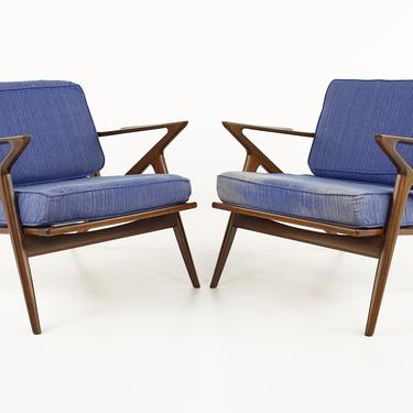 Poul Jensen Mid Century Z Lounge Chairs - Pair - mcm 