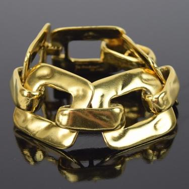 Vintage YSL Yves Saint Laurent Limited Edition Chunky Hammered Gold Link Bracelet 