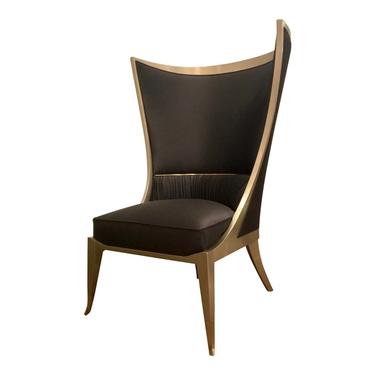 Caracole Modern Hollywood Regency Style Pop Your Collar Wingback Chair