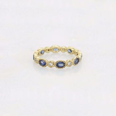 Oval Sapphire and Diamond Eternity Band