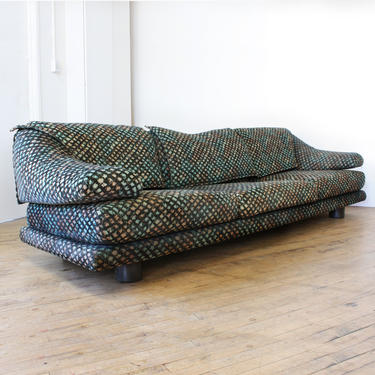 Saporiti Italia Sofa Couch Vintage 80s Jacquard Snakeskin Textile B&amp;B Italia 