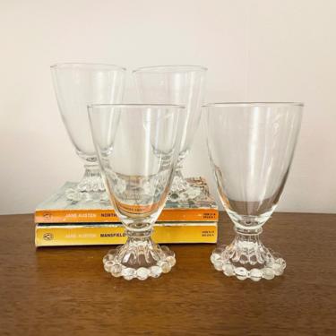 Set of 4- Vintage Anchor Hocking Berwick Boopie Clear Water Goblet Glasses; MCM Barware 