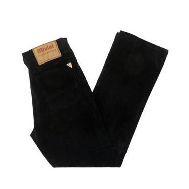 Vintage 70s High Waist Black Corduroy Pants Size 24 x 26 