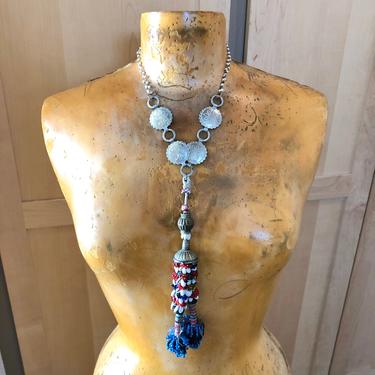 Tribal Necklace- Southwestern Jewelry- Beaded Tassel 