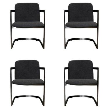 Set of 4 Modern Design Institute of America (DIA) Cantilever Upholstered Chairs 