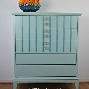 Turquoise Dresser | Aqua Dresser | Blue Dresser | Turquoise Chest of Drawers | Vintage | Blue Bedroom Furniture | Blue Chest of Drawers 