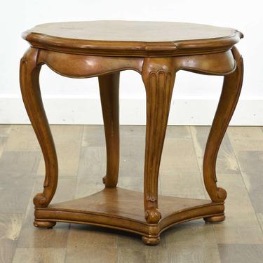 French Provincial Maple End Table W Burlwood Top