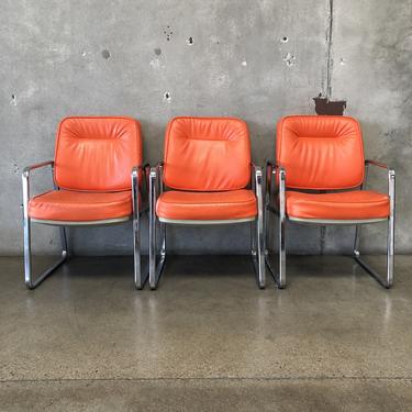 Set of 3 Mid Century Office Chairs Newly Upholstered
