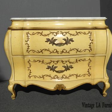 Vintage Bombay Bombe French Provincial Country Rococo Gold Commode Marble CHEST 