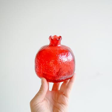 Vintage Red Glass Pomegranate Vase 