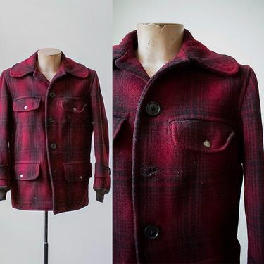 Vintage 1940s Hunting Jacket / Wool Plaid Hunting Jacket / Carters Hunting Jacket / Mens Vintage Winter Coat / Hunting Jacket Medium 