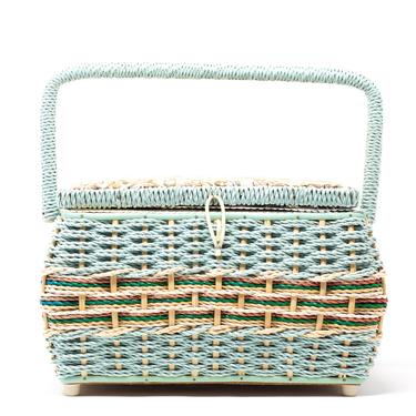 Vintage Wicker Sewing Basket, Sewing Box 
