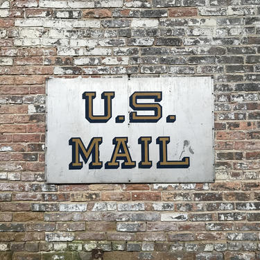Vintage U.S. Mail Metal Sign Double Sided Flexi-Van Service 