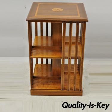 Italian Small Low Revolving Base Danner Style Bookcase Pinwheel Inlay Side Table