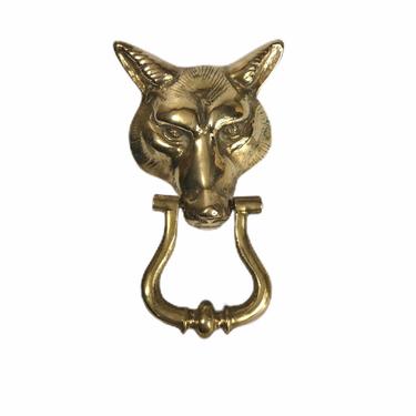 Vintage Large Brass Wolf Fox Door Knocker 