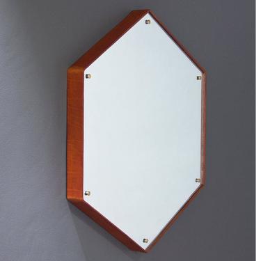Hex Mirror - Burnished Leather Wrapped Hexagon Mirror 