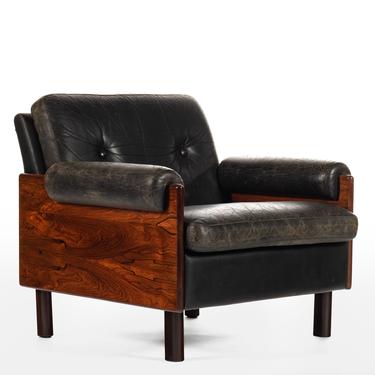Brazilian Rosewood & Gorgeous Leather Club Chair Attributed to Percival Lafer 