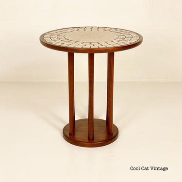 Walnut Martz Mosaic Side Table Model #TOR-6166, Circa 1960s - *Please see notes on shipping before you purchase. 