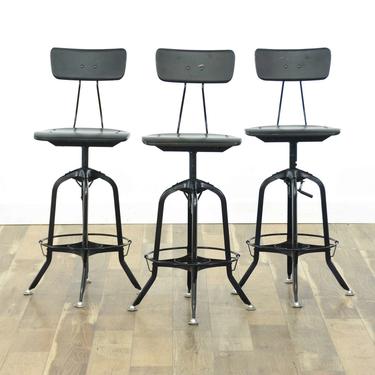 Set Of 3 Contemporary Industrial Bar Stools