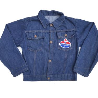 Vintage 70's KIDS American Gas & Oil Jean Jacket Sz S 