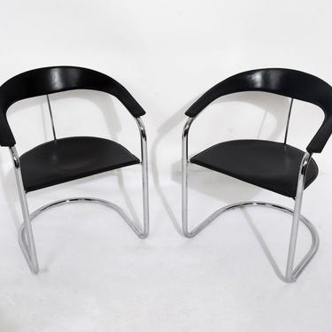 Black Leather Arm Chair Canasta Chair Arrben Italy Mid Century Modern 
