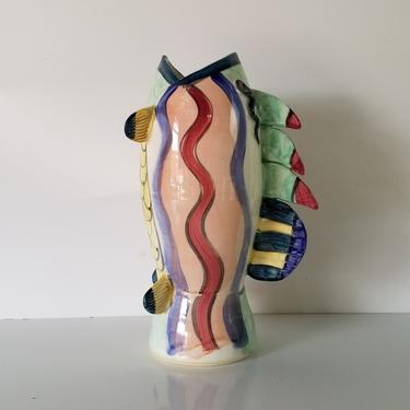 80s Modernist Art Handmade Sculptural Ceramic Vase 