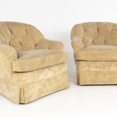 Baker Furniture Contemporary Tufted Pair of Lounge Chairs, Pair 