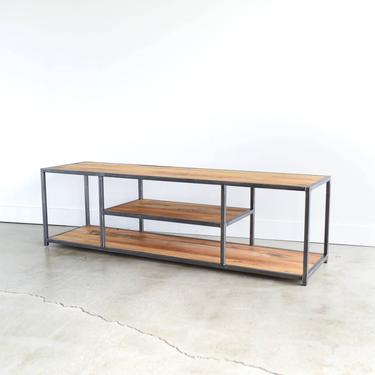 Industrial TV Stand | Metal and Reclaimed Wood Media Console | Open Sofa Console Table 