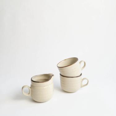 Set of Two Mugs and Cream Pitcher by Yamaka Stoneware Japan 