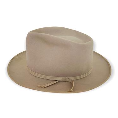 Vintage 1950s STEVENS Western Fedora ~ 7 1/2 ~ Cowboy Hat ~ Bound Edge ~ Open Road ~ Beaver Fur Felt 