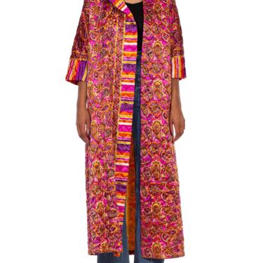 1960S Pink  Fuchsia  Polyester Quilted Paisley Print Coat 