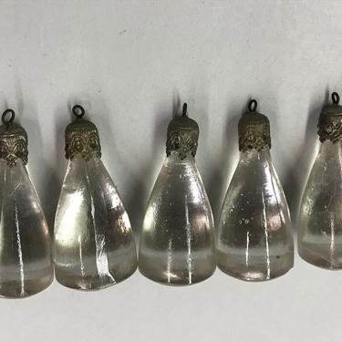 For Linda 3 Lots of Five (5) Rare Vintage 1 1/2&quot; (38mm) Clear Ice Drop Glass Prisms Many Lots Available 