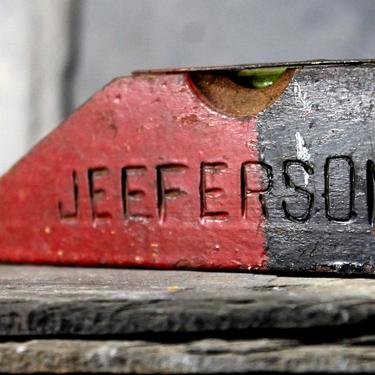 Antique Level - Wood and Metal Level - Rustic Tool - Vintage Level Tool for the Workshop - Hand-Engraved &amp;quot;JEFFERSON&amp;quot;  | FREE SHIPPING 