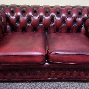 Item #MA157 Vintage Burgundy Leather Chesterfield Sofa
