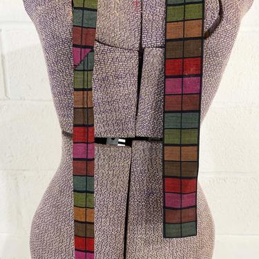 Vintage Rooster Tie Company Plaid Colorful 1960s 60s Menswear Ties Suit Skinny Square Striped Rainbow Father's Day Necktie Retro 