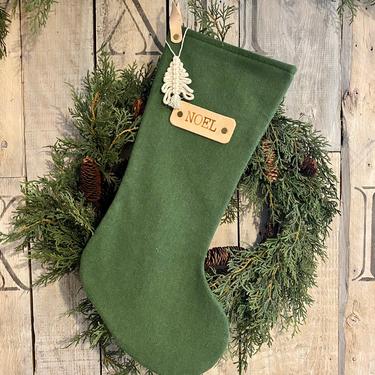 Leather Tab Personalized Christmas Stocking 