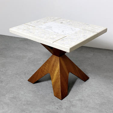 Walnut and Terrazzo Side Table by Harvey Probber 1960s 