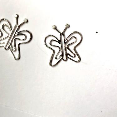 butterfly outline earrings handmade sterling silver butterfly studs rachel pfeffer 