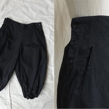 Vintage Black Cotton Bloomers/ 1920s Athletic Wear Side Button Shorts/ Size 28 Medium 