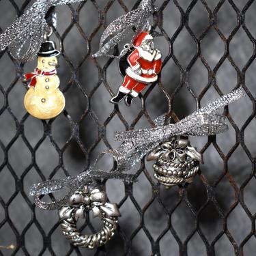 Christmas Charms - Avon Snowman, Santa Clause, Holiday Wreath, Xmas Ornaments - Silver Toned Charms for Necklace or  | FREE SHIPPING 