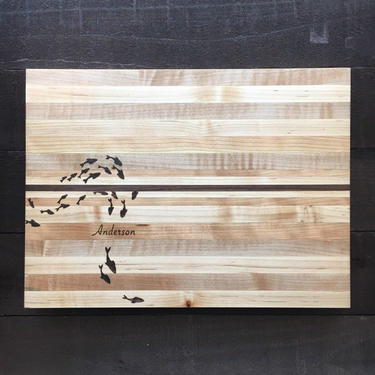 RESERVED - Maple Cutting Board with Cherry and Walnut Accents, Custom Wood-Burning 