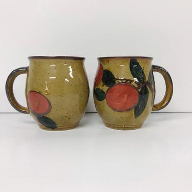 Vintage Mugs/ Otagiri/ Pottery/ Stoneware/ Speckled/ Fruit/ Made in Japan/ FREE SHIPPING 