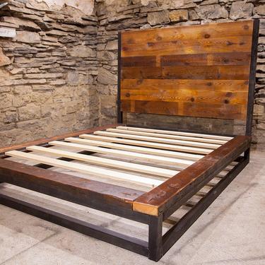 Abbey Road - Industrial Platform Bed from Reclaimed Wood 