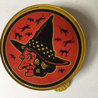 Vintage Halloween Witch Tambourine, Kirchoff Life Of The Party, Witch Face, Black Cats, Bats, Party Noisemakers 