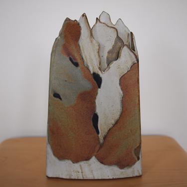 Charles Rothschild BARLO Studio Pottery Rectangular Vase 12&amp;quot;H, Mountains Abstract Mid-Century Modern ceramic, raymor bitossi dansk eames era 