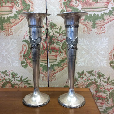 Pair of 1924 tennis trophy vases,  doubles champions 