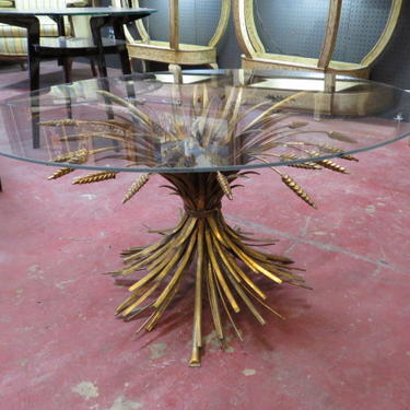 Vintage MCM gilt metal sheaf of wheat coffee table