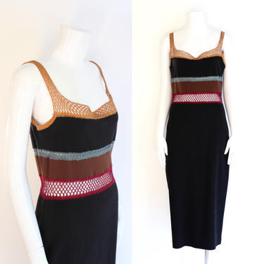 80s VIVIENNE TAM East Wind Code dress :  vintage 1980s black body con cotton spandex tube dress M 
