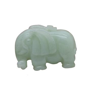 Hand Carved Natural Jade Lucky Feng Shui Elephant Pendant Figure n486E 