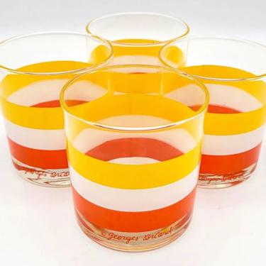 Georges Briard Cabana Rocks Glasses (4), Vintage Barware, Vintage Glassware, Whiskey Glasses, Vintage Old Fashioned Glasses, Retro Glasses 